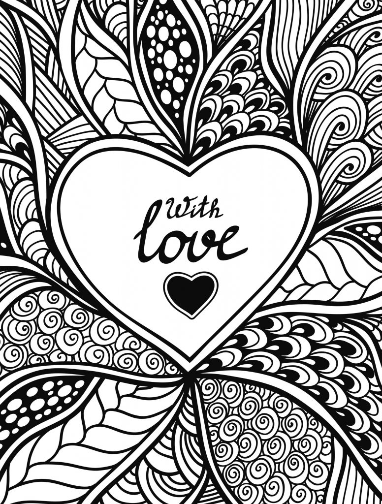 With Love Valentines Day Coloring Pages for Adults