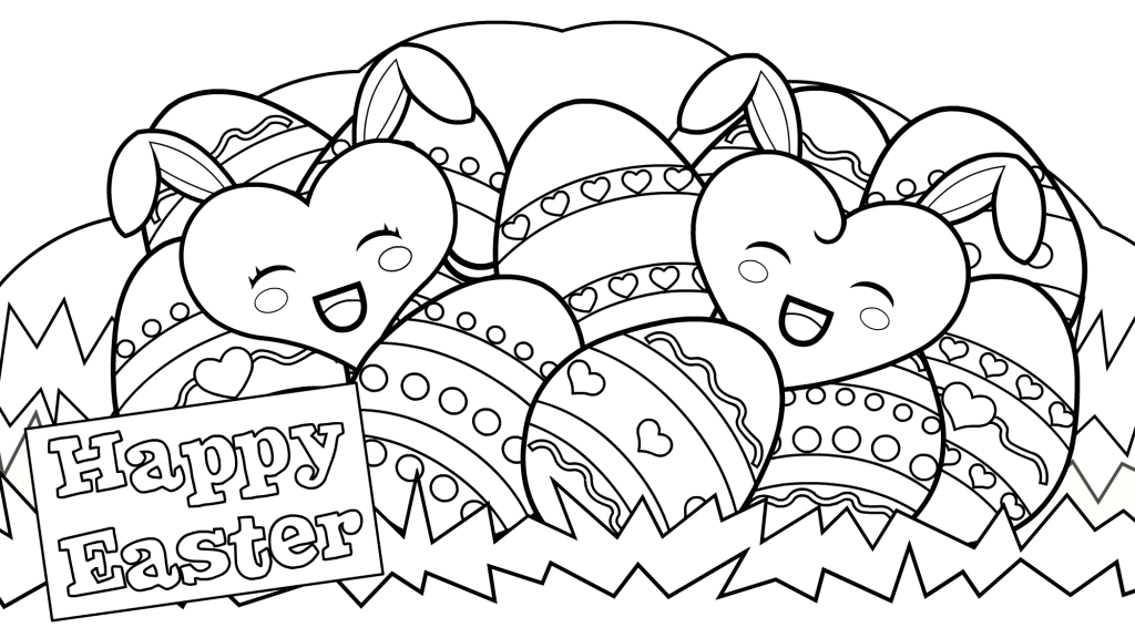 Bunny Hearts - Happy Easter Coloring Pages