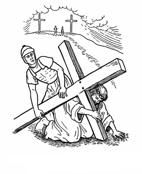 Carrying Cross Good Friday Coloring Pages