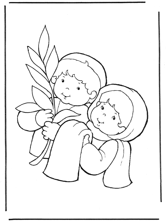Children Palm Sunday Coloring Page
