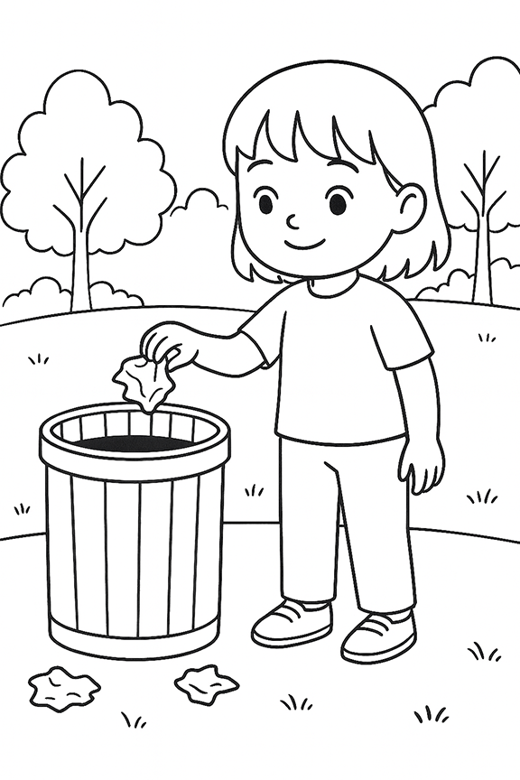 Clean Up Earth Day Coloring Page