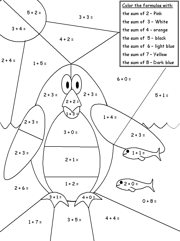 color by number addition best coloring pages for kids