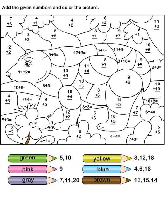 Color by Number Addition Best Coloring Pages For Kids