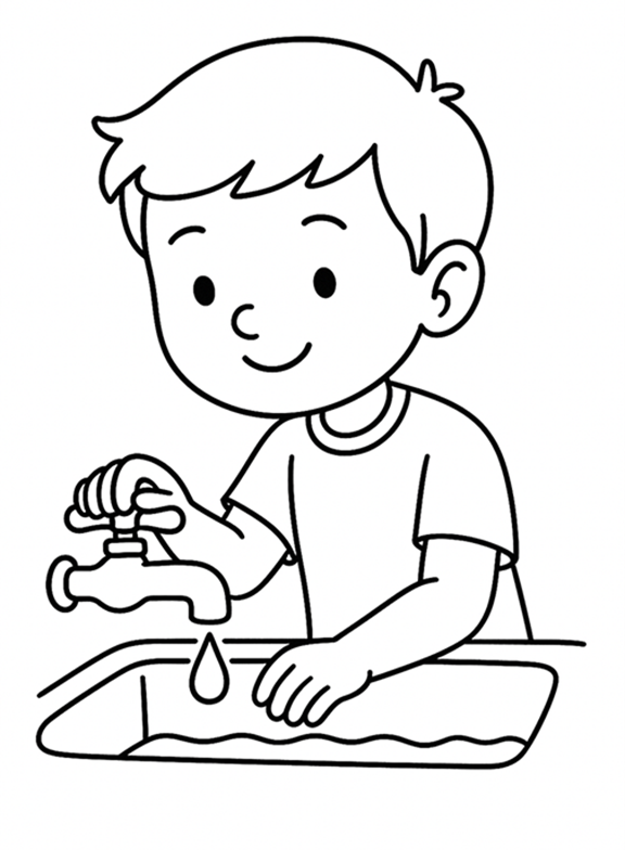 Conserver Water Earth Day Coloring Page