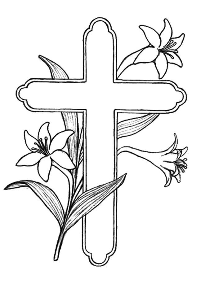Cross Religious Easter Coloring Page
