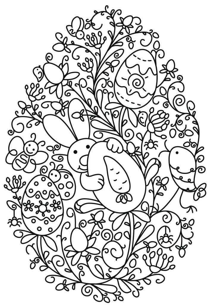 Cute Patterned Easter Egg Coloring Page