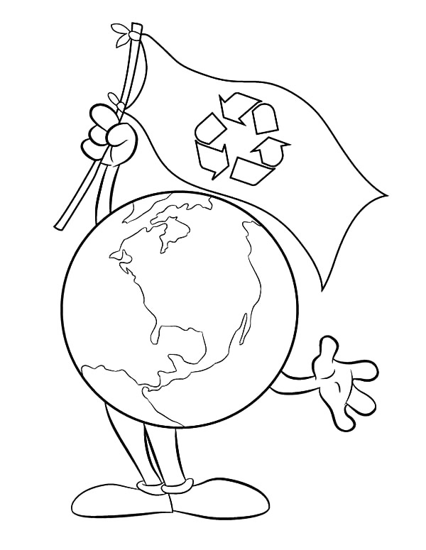 Earth Day Recycling Coloring Page