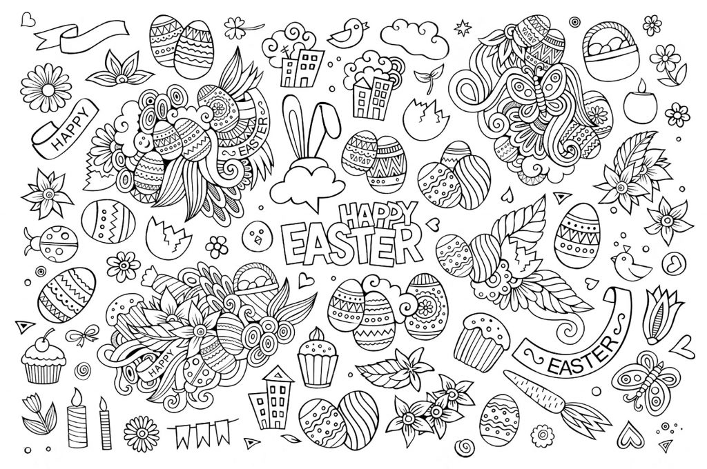 Easter Doodle Coloring Pages for Adults
