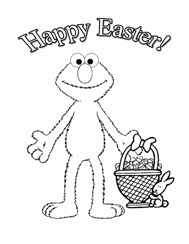 Elmo - Happy Easter Coloring Pages