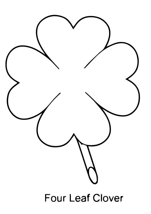 Four Leaf Clover Coloring Page Outline