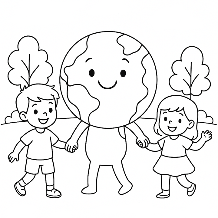 Globe Earth Day Coloring Page