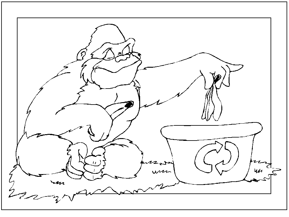 Gorilla Recycling Coloring Page