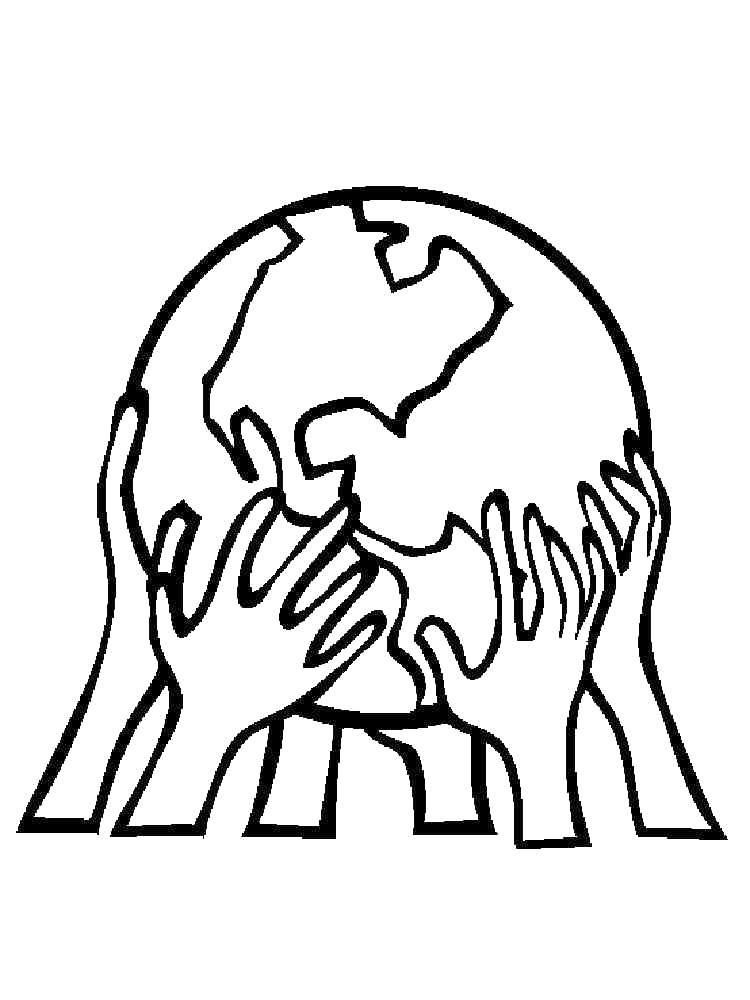 Hands Holding The Earth Coloring Page