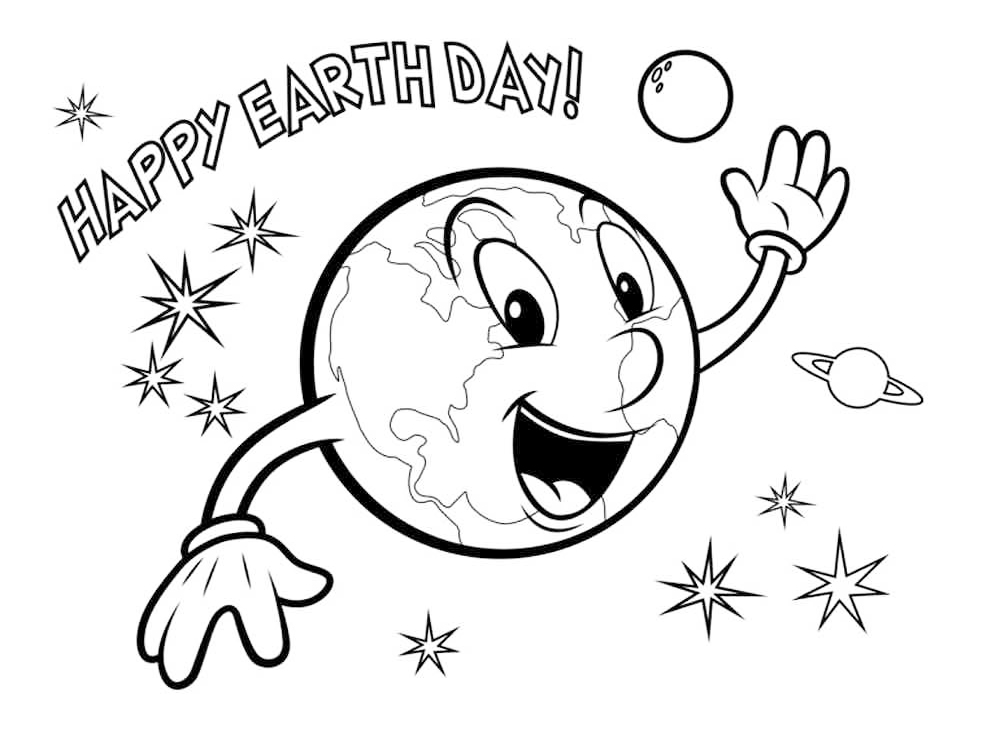 Happy Earth Day Coloring Page