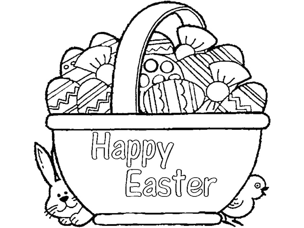 Happy Easter Basket Coloring Page