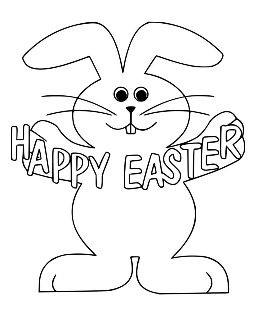 Happy Easter Bunny Decorationcoloring Page