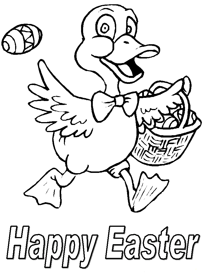 Happy Easter Duck Coloring Page