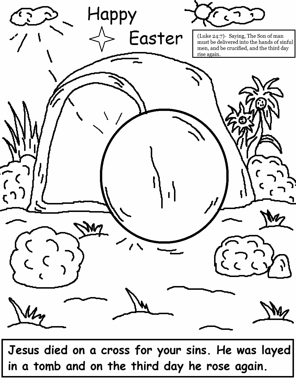 Happy Religious Easter Coloring Page