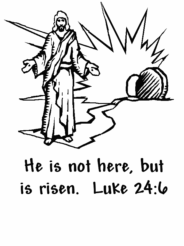 He Is Not Here But Is Risen Religious Easter Coloring Page