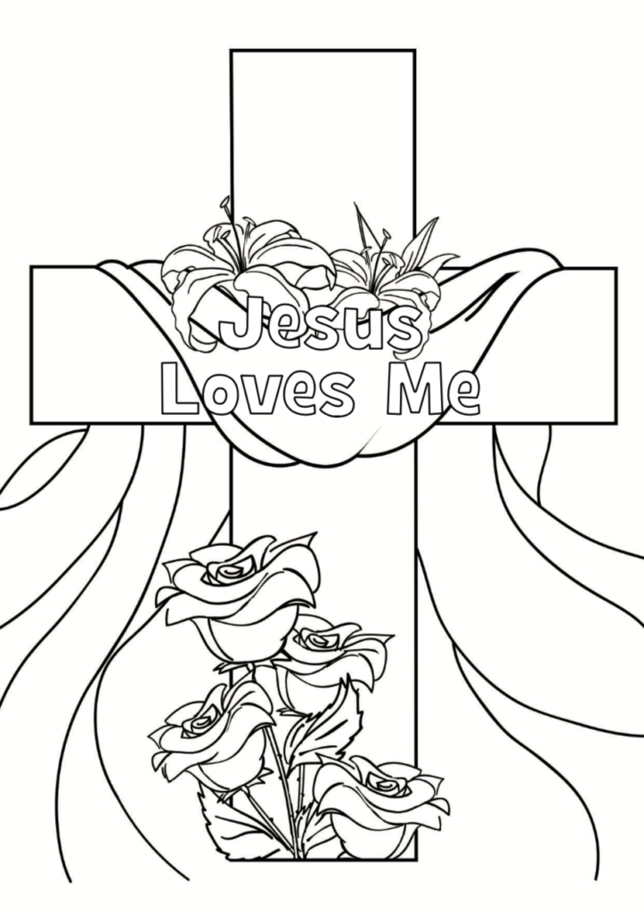 Jesus Loves Me Religious Easter Coloring Page