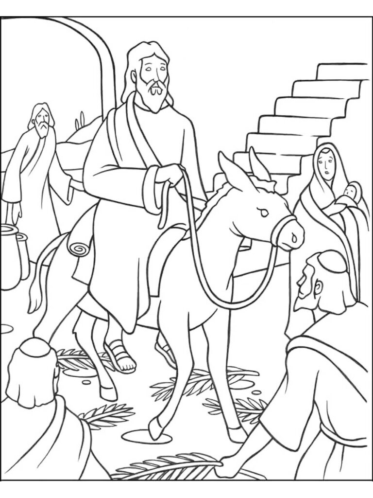 Jesus Returning On Donkey Coloring Page