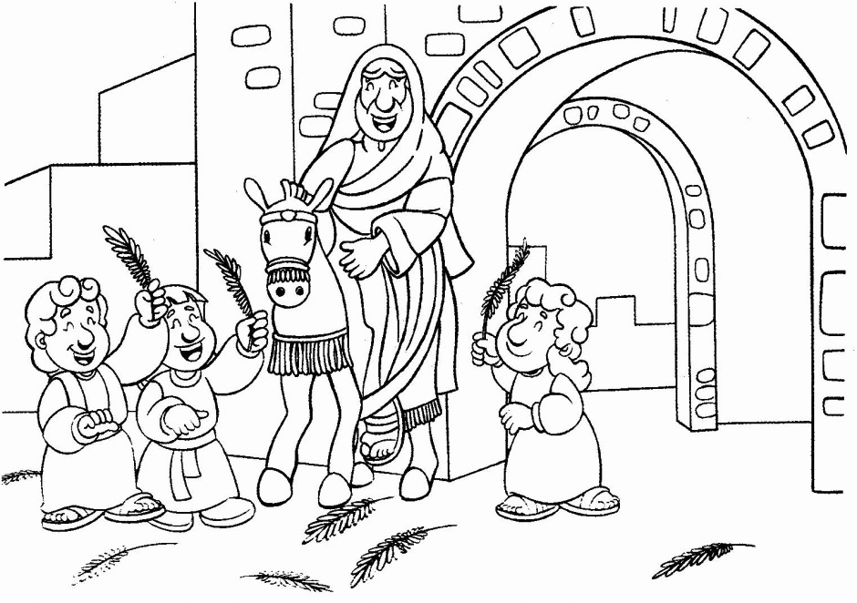 Jesus Returns On Palms Sunday Coloring Page
