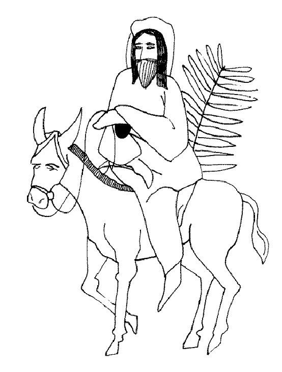 Jesus Rides In On Donkey Palm Sunday Coloring Page