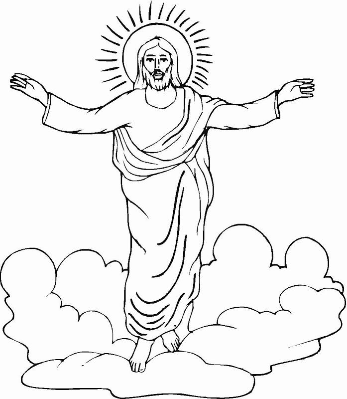 Jesus Risen Religious Easter Coloring Page