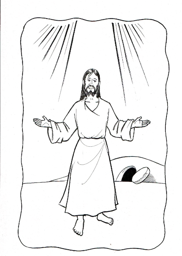 Jesus Rises Religious Easter Coloring Page