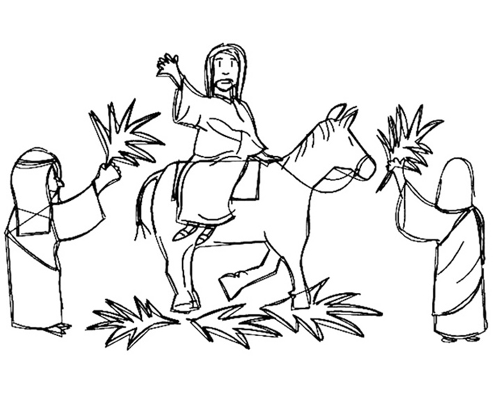 Jesus On Palm Sunday Coloring Page