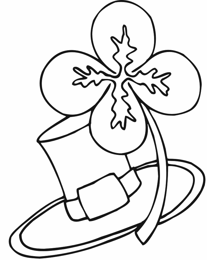 Leprechaun Hat And Four Leaf Clover Coloring Page