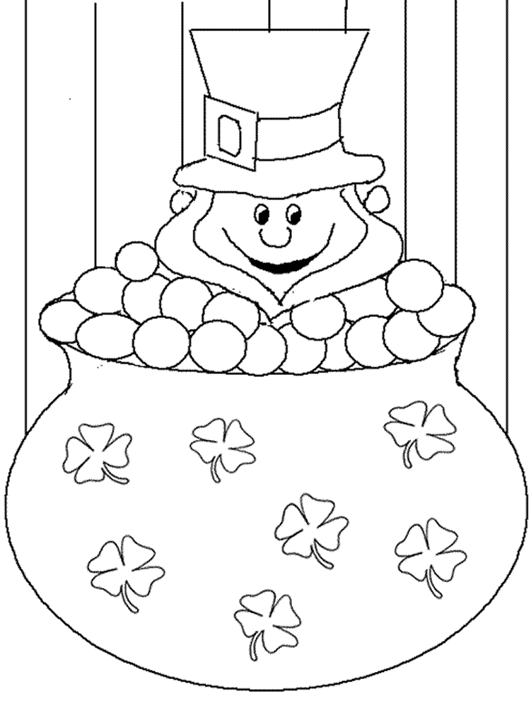 Leprechaun and Four Leaf Clover Coloring Pages