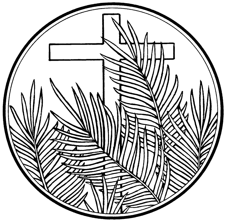 Palms And Cross Coloring Page
