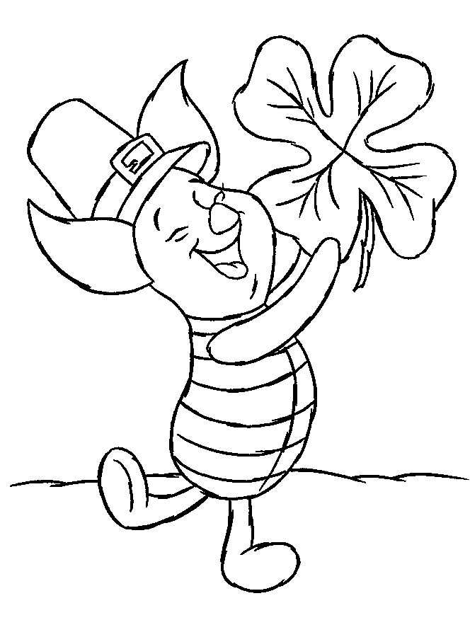 Piglets 4 Leaf Clover Coloring Page