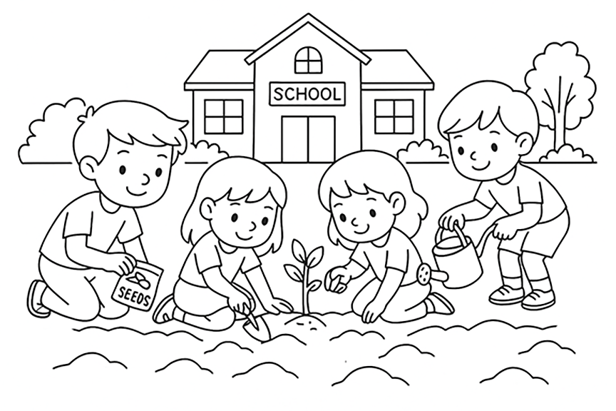 Plant A Tree Earth Day Coloring Page