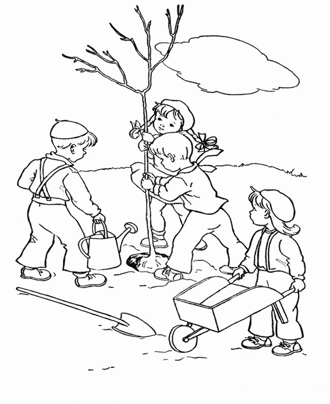 Plant A Tree On Earth Day Coloring Page