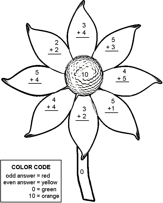 Free Color By Number Addition Worksheets 1st Grade