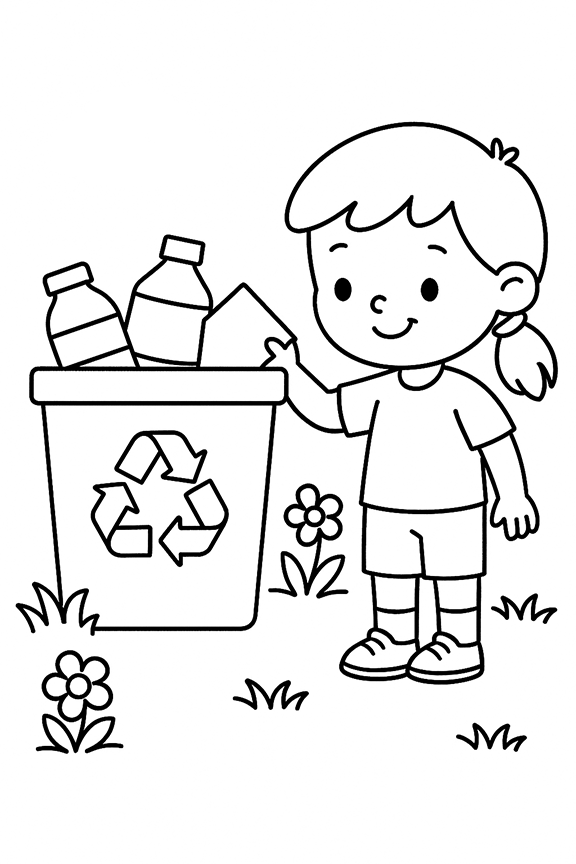 Recycle Earth Day Coloring Page