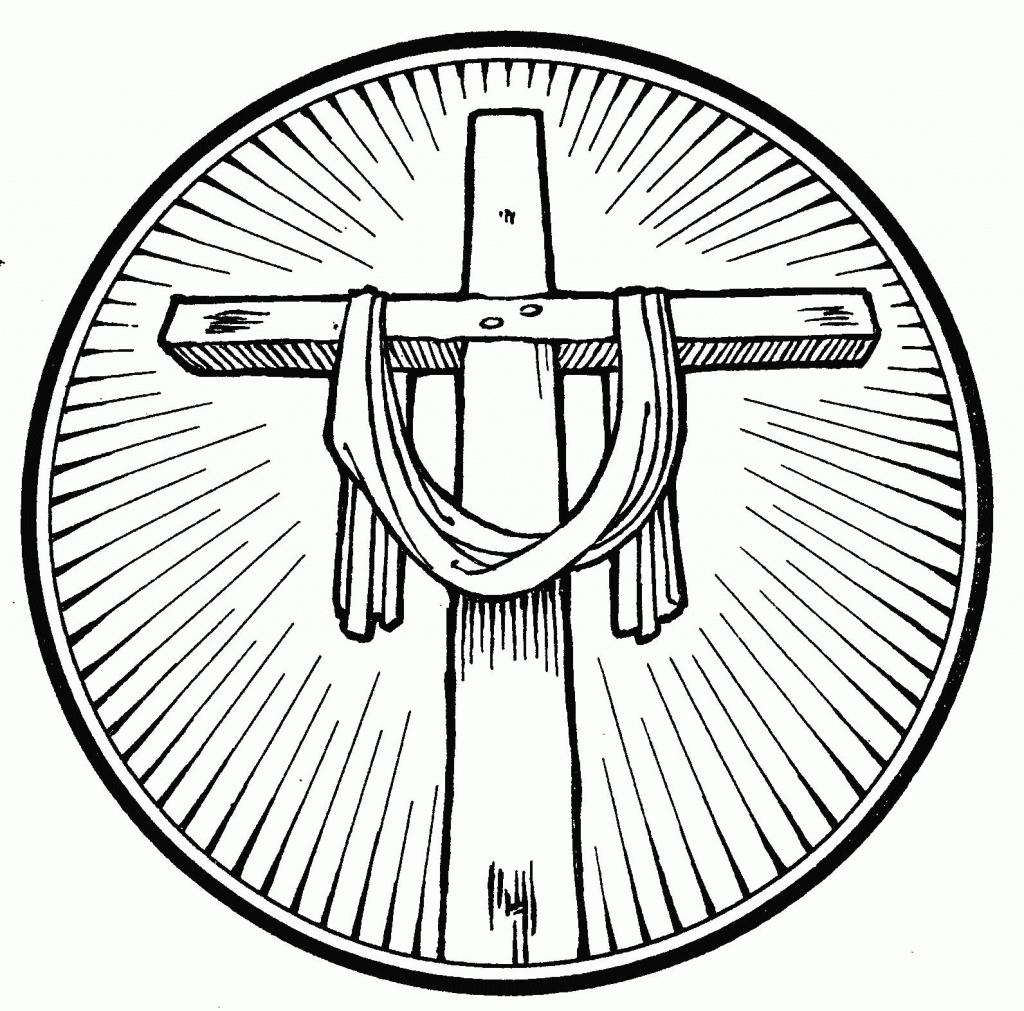 Religious Cross For Easter Coloring Page