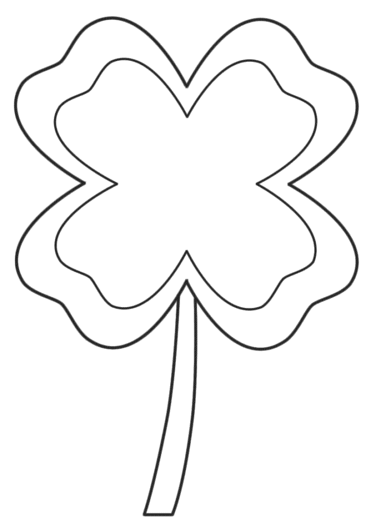 Simple Four Leaf Clover Coloring Page