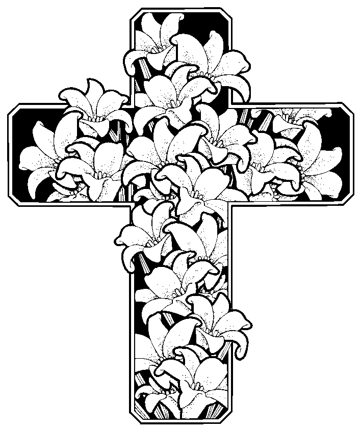 Spring Lillies On Cross Coloring Page