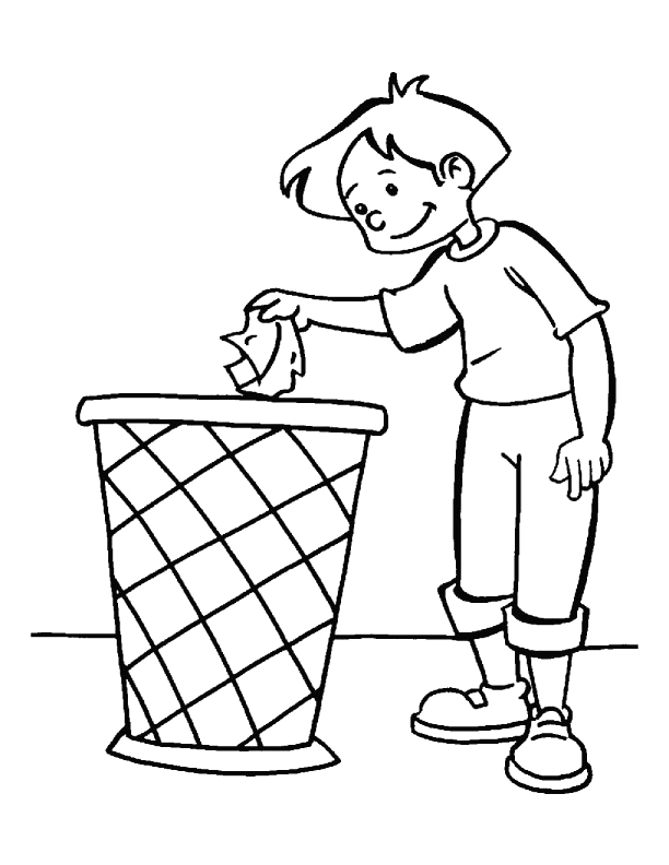 Trash Earth Day Coloring Page