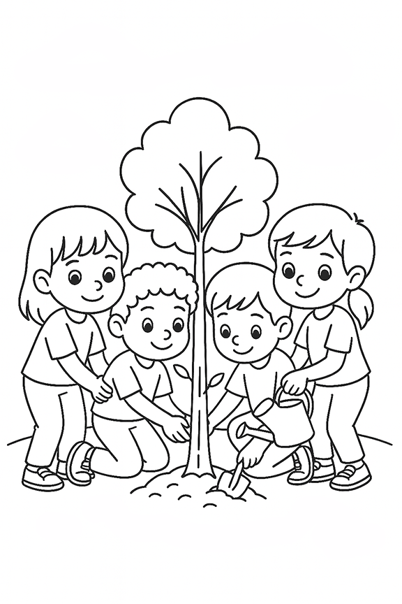 Tree Earth Day Coloring Page