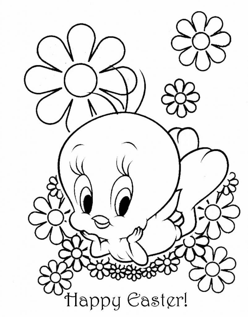 Tweety Happy Easter Coloring Pages