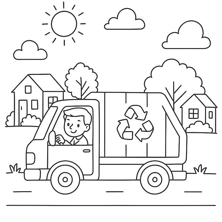 Recycling Truck Earth Day Coloring Page