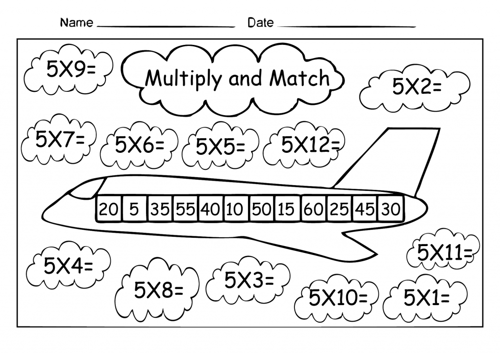 Airplane Multiplication Matching Sheet