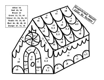 Feuille de travail de multiplication des couleurs de Noël par numéro