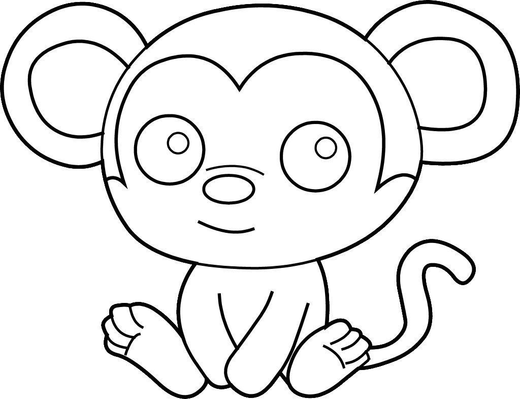 Easy Coloring Pages - Monkey