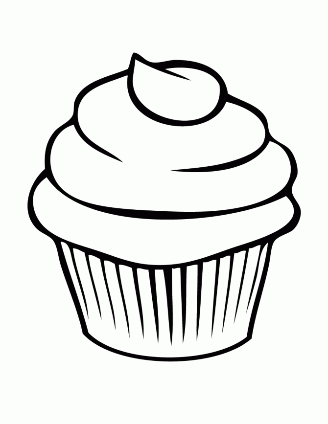 Free Easy Coloring Pages - Cupcake