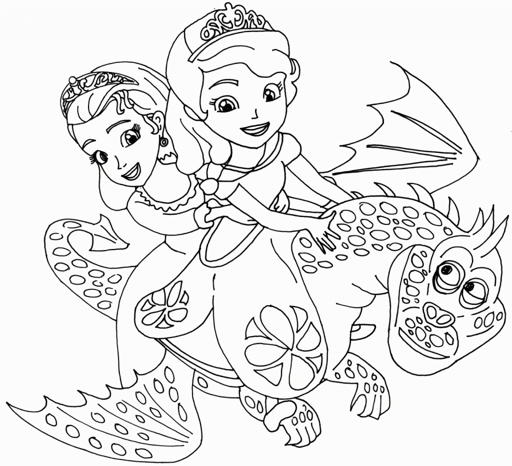 Sofia the First Crackle the Dragon Coloring Page
